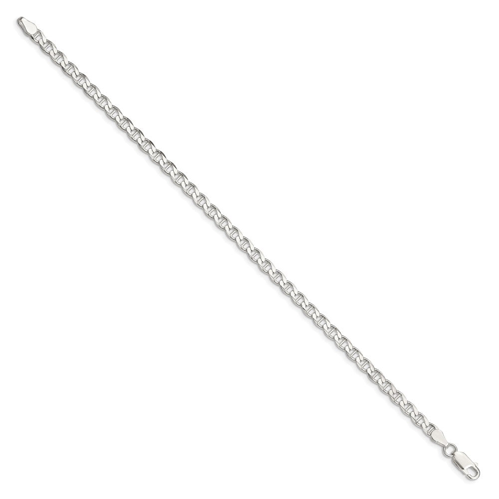 Sterling Silver 4.0mm D/C Flat Anchor Curb Chain 7 inches