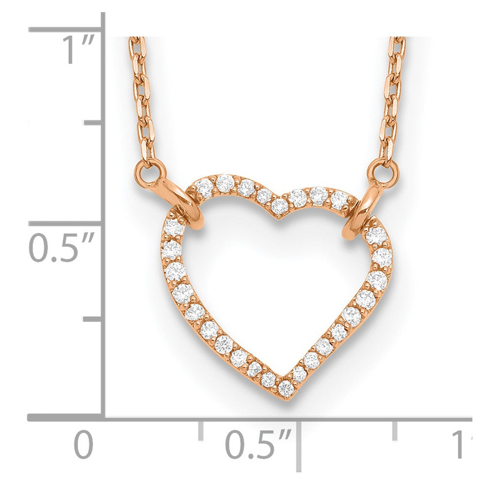 True Origin 14k Rose Gold 1/5 carat Lab Grown Diamond VS DEF 18 inch Hearts Pendant Necklace
