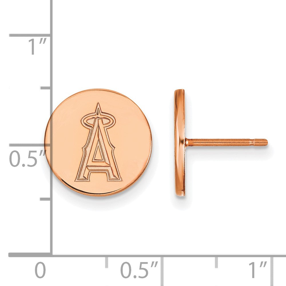 SS Rose Gold-plated MLB LogoArt Los Angeles Angels Small Disc Earrings