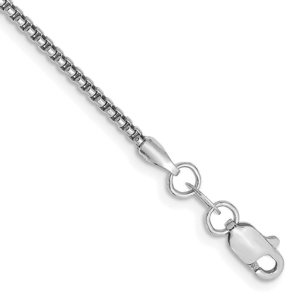 14K White Gold 8 inch 1.5mm Semi-Solid Round Box with Lobster Clasp Bracelet 8 inches