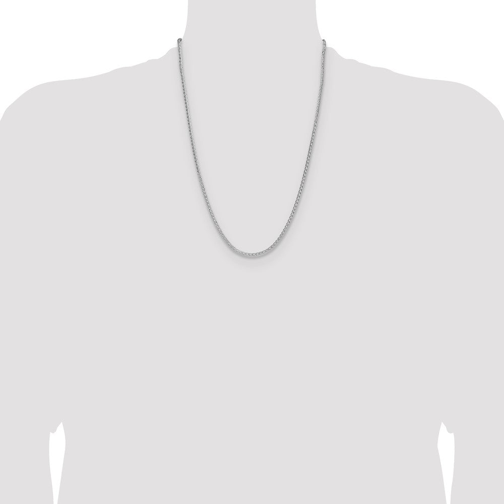 Sterling Silver Rhodium-plated 2.5mm 8 Sided D/C Double Spiga Chain