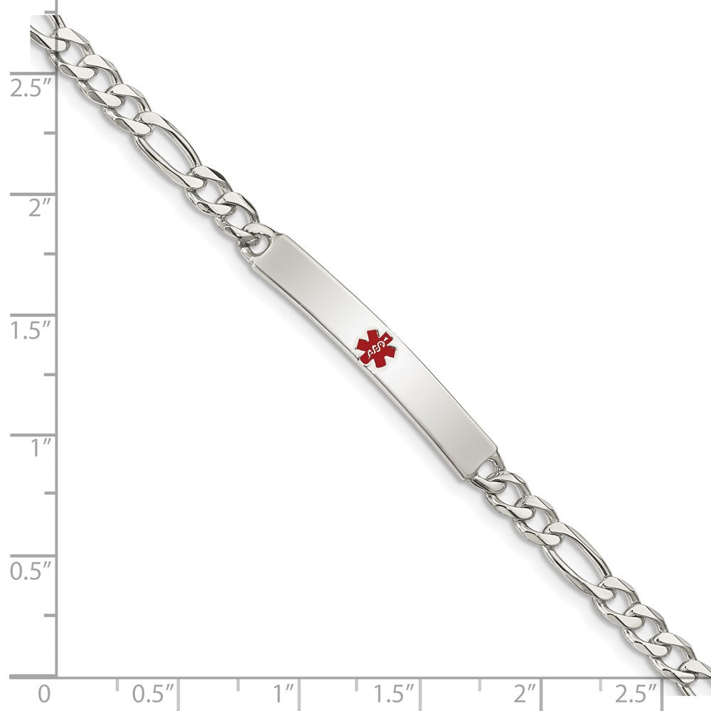 Sterling Silver Polished Medical Figaro Anchor Link ID Bracelet 7.5 inches