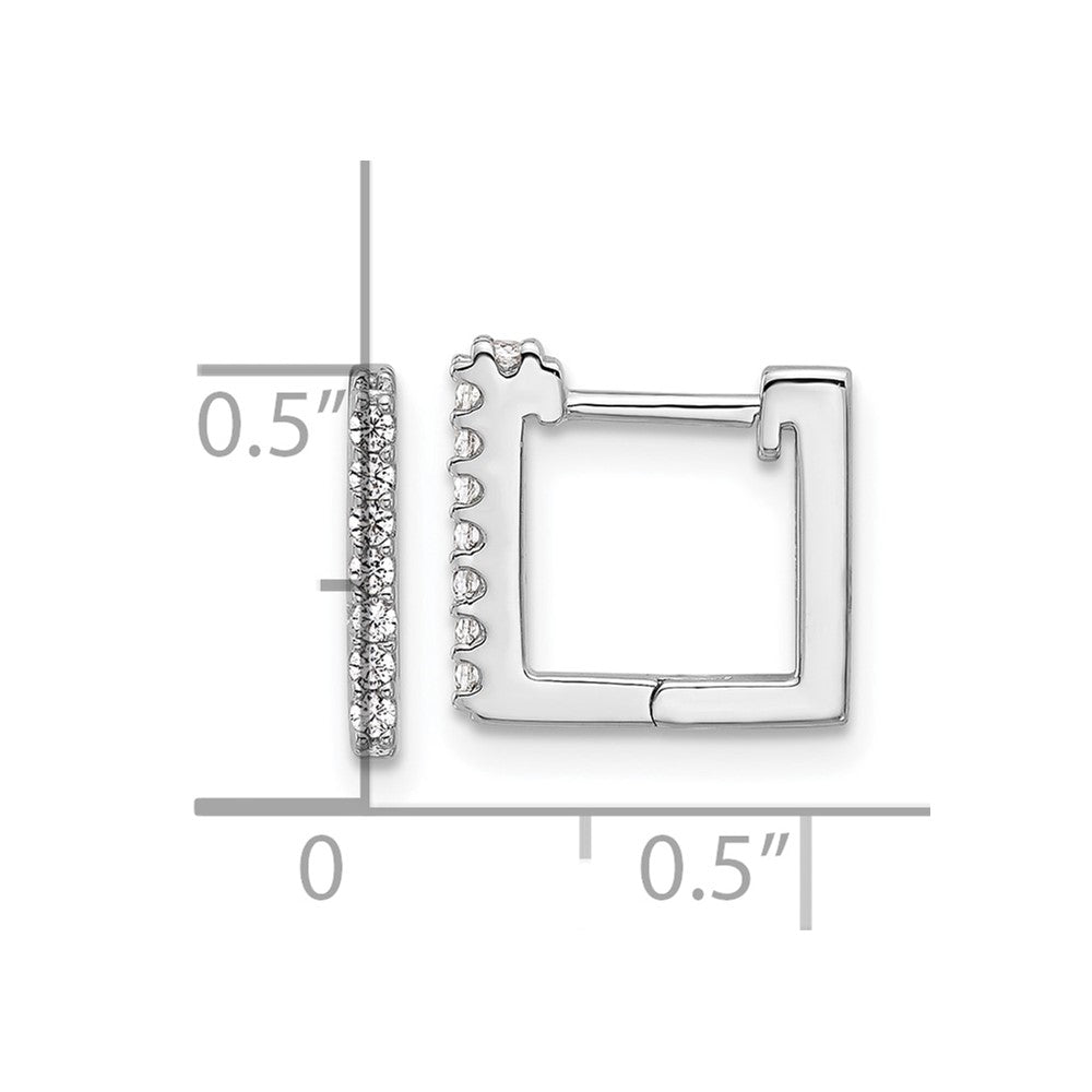 Cheryl M Sterling Silver Rhodium-plated Brilliant-cut CZ Square Hinged Post Hoop Earrings