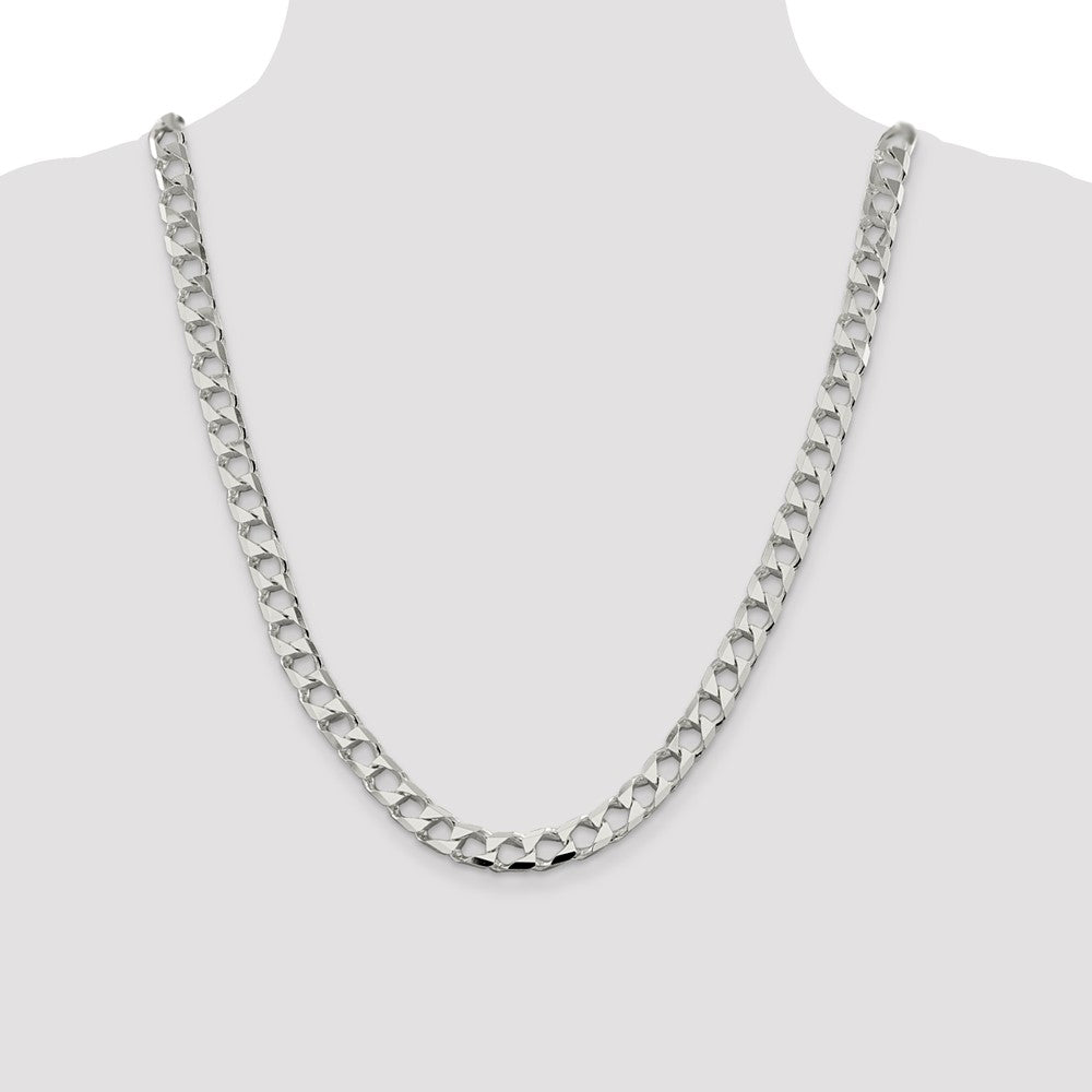 Sterling Silver 8.6mm D/C Square Curb Chain 24 Inches
