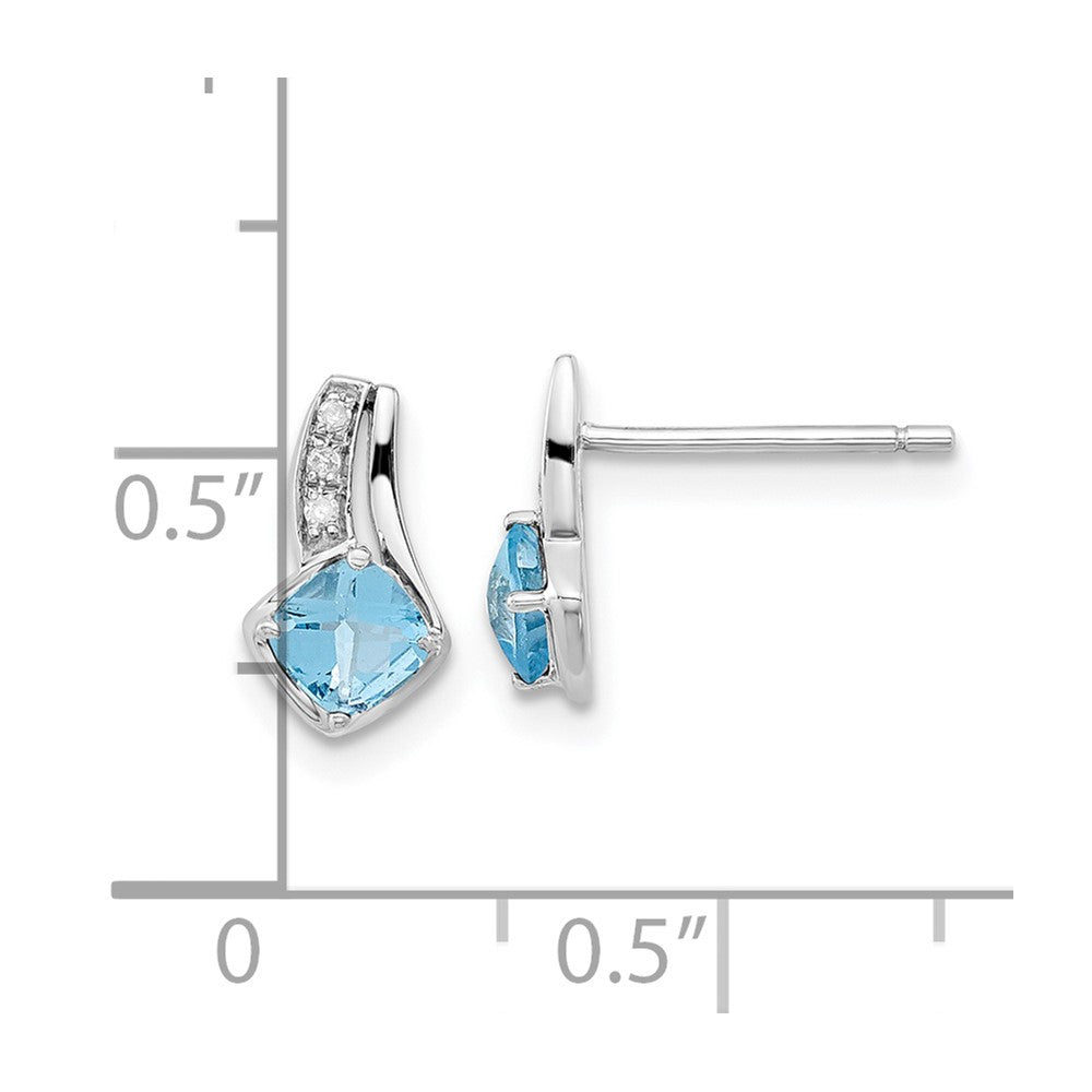 10K White Gold Blue Topaz and Diamond Earrings