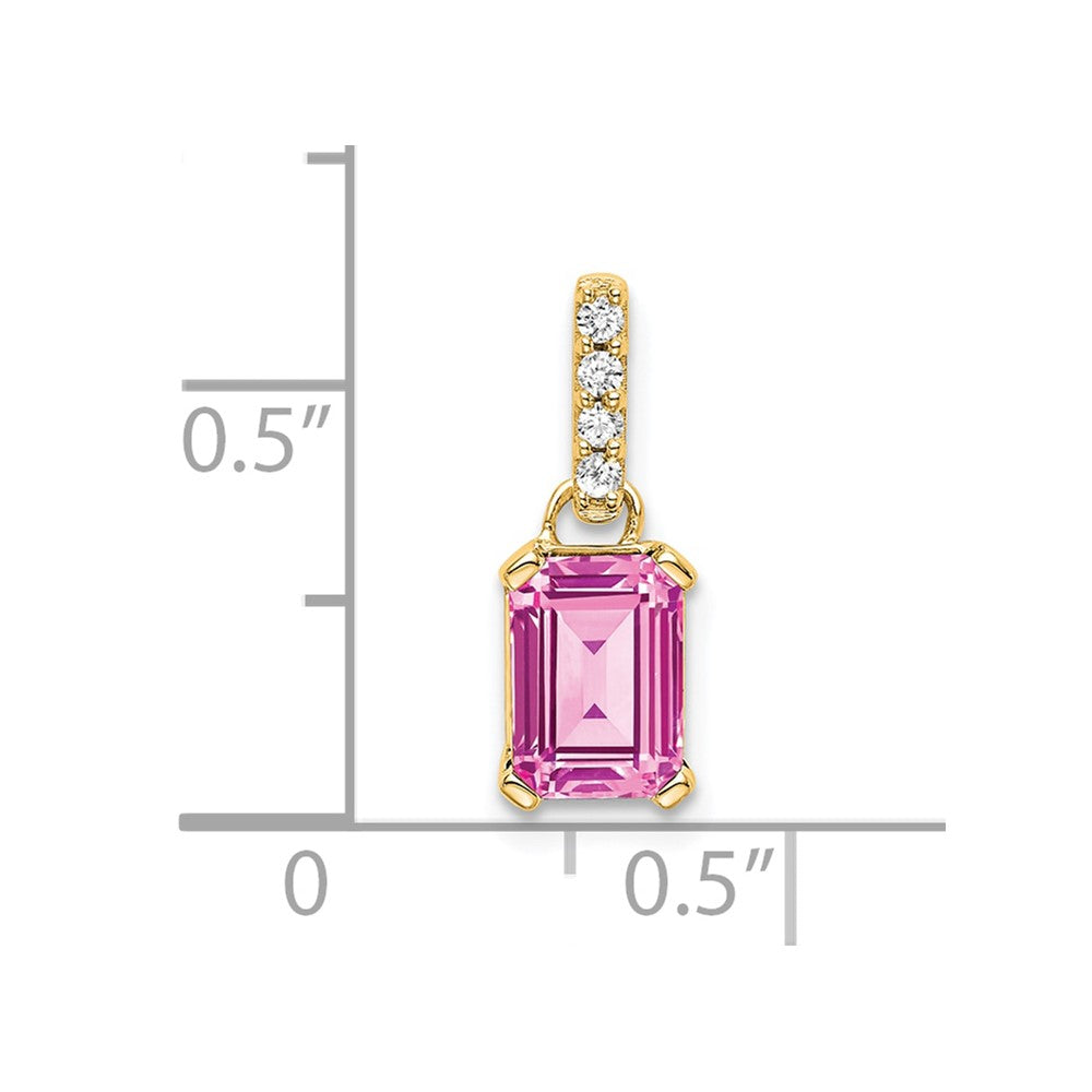 14K Created Pink Sapphire and Diamond Pendant