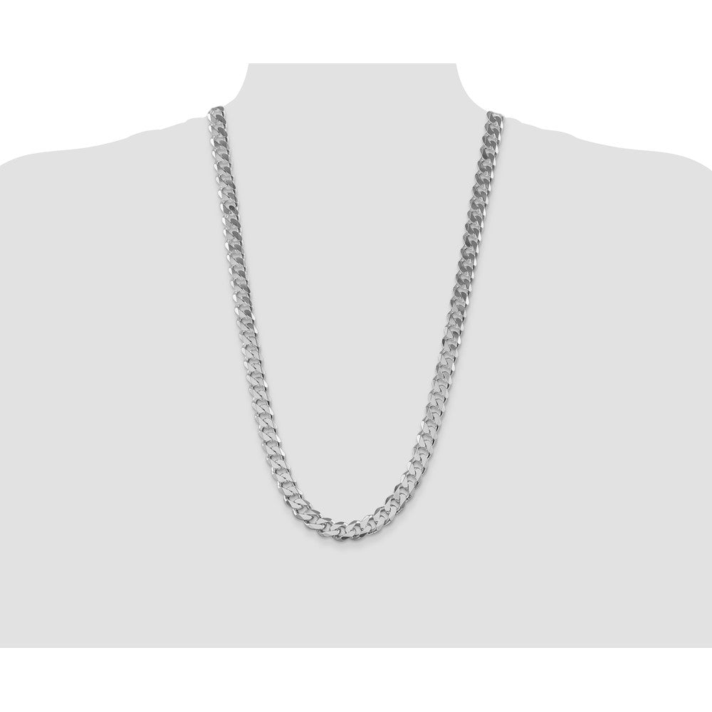 Sterling Silver Rhodium-plated 11mm Curb Chain 28 Inches