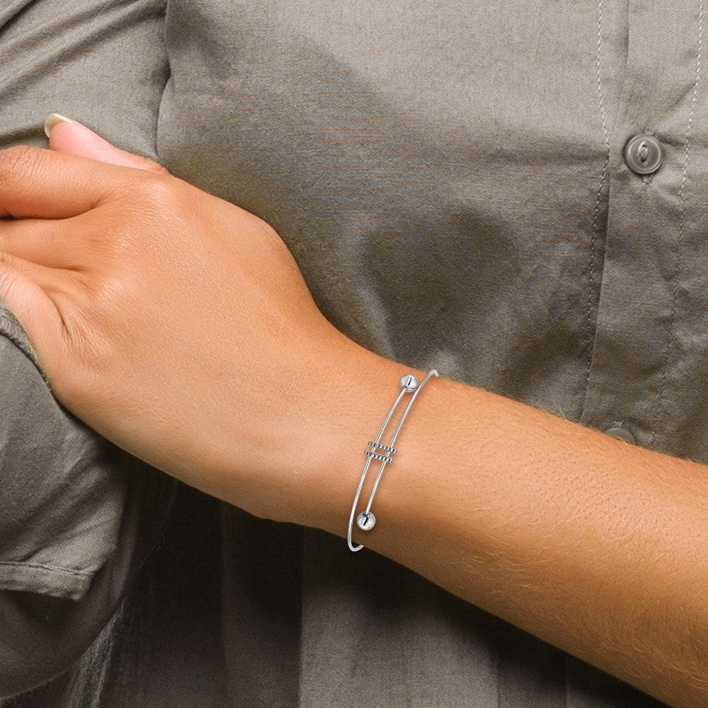 Sterling Silver Rhodium-plated Polished Expandable Bangle 8 inches