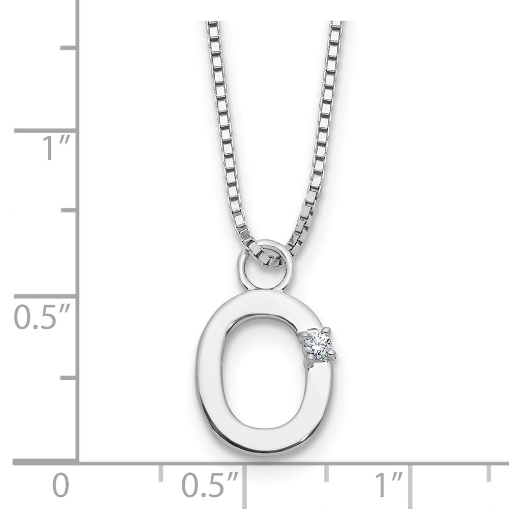 White Ice Sterling Silver Rhodium-plated 18 inch Diamond Letter O Initial Necklace plus 2 inch Extender 18 Inches