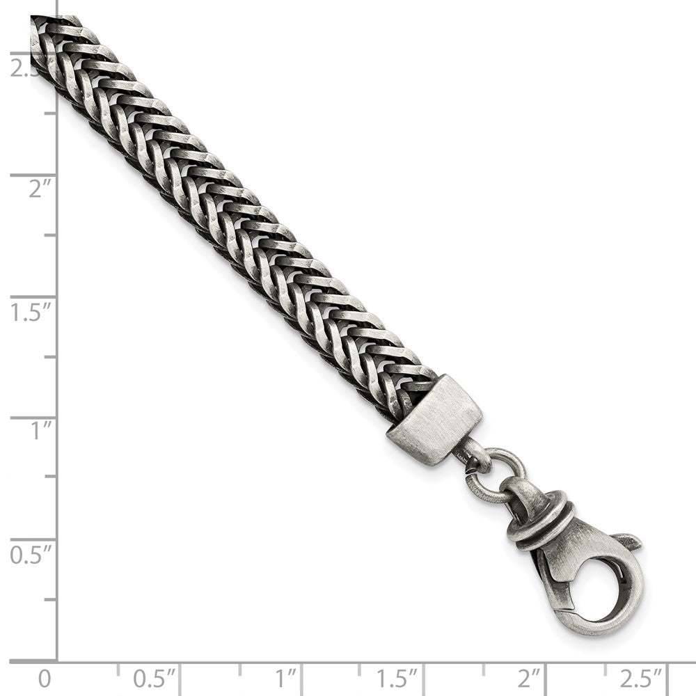 Sterling Silver Brushed Antiqued Wheat Chain Bracelet 8.5 inches