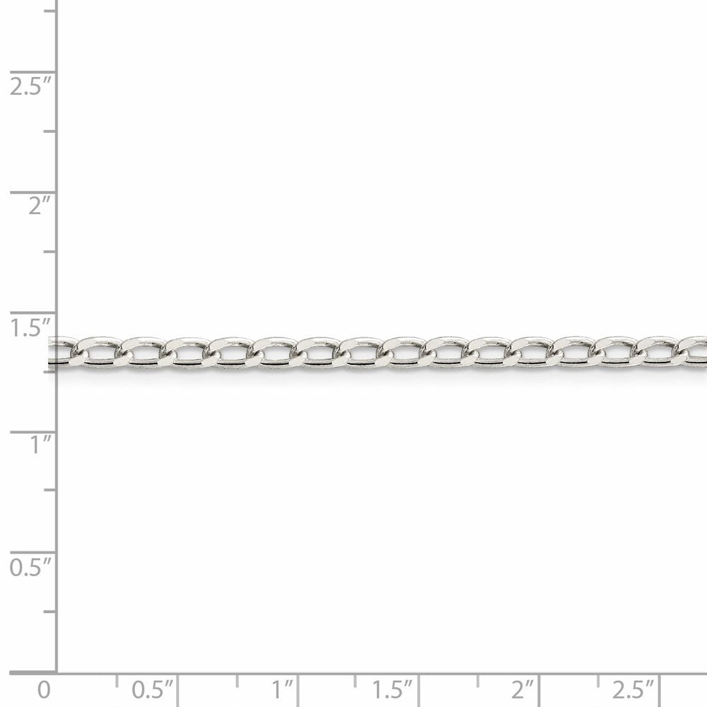 Amore La Vita Sterling Silver Rhodium-plated Polished 3.2mm 8 inch Open Link with Lobster Clasp Chain Charm Bracelet 8 inches