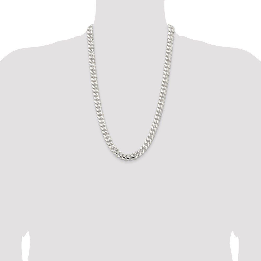 Sterling Silver 10.7mm Polished Domed Curb Chain 26 Inches