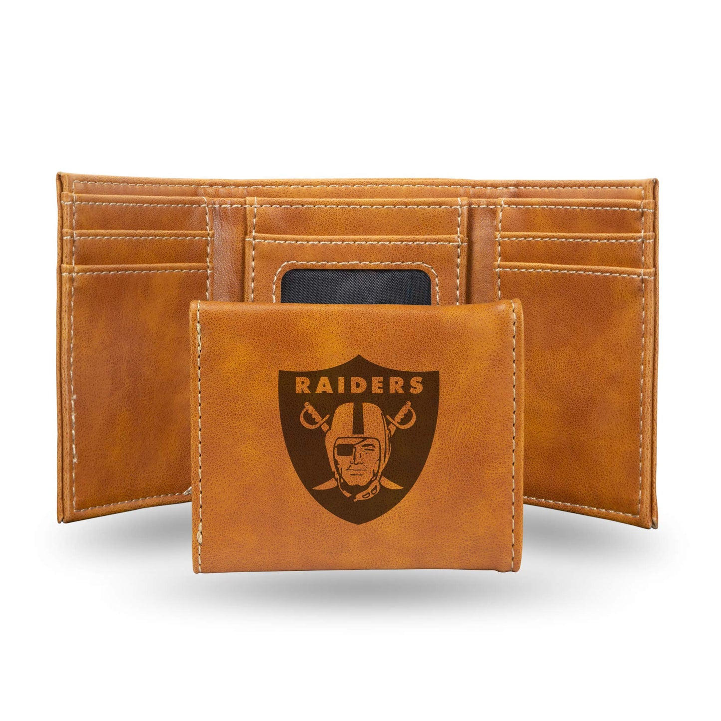 Rico Industries Las Vegas Football Laser Engraved Brown Tri-Fold Wallet - Men's Accessory