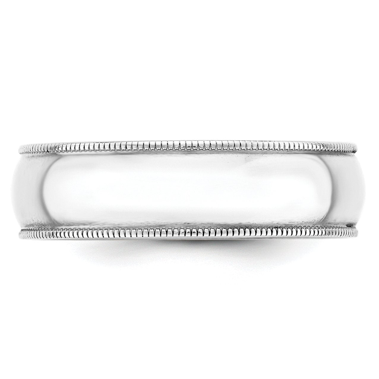 10k White Gold 6mm Lightweight Milgrain Half Round Wedding Band Size 9.5