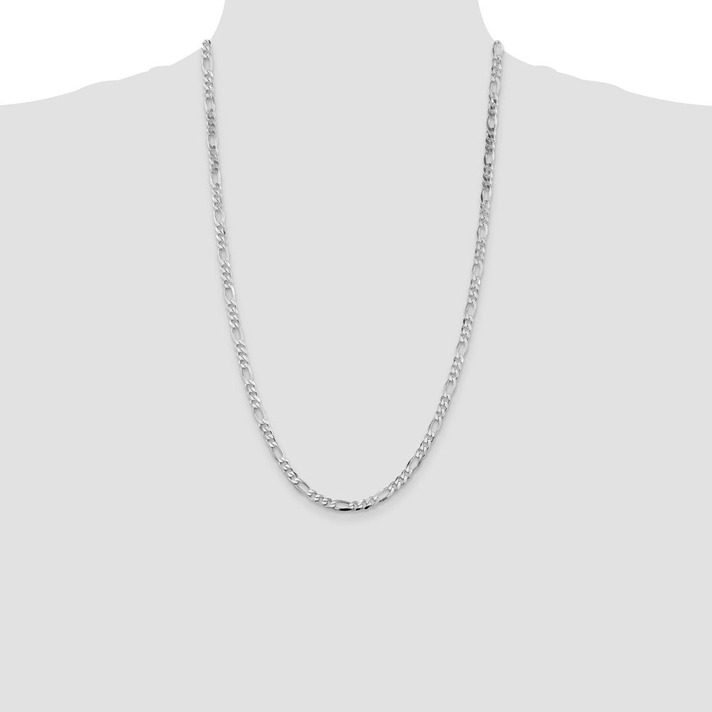 Sterling Silver Rhodium-plated 4.5mm Figaro Chain 26 Inches