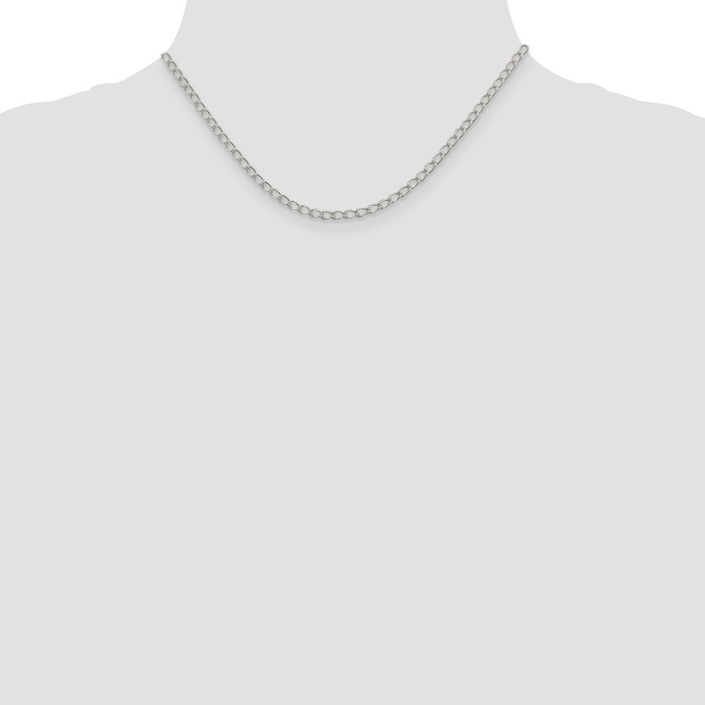Sterling Silver 3mm Half Round Wire Open Curb Chain 16 Inches