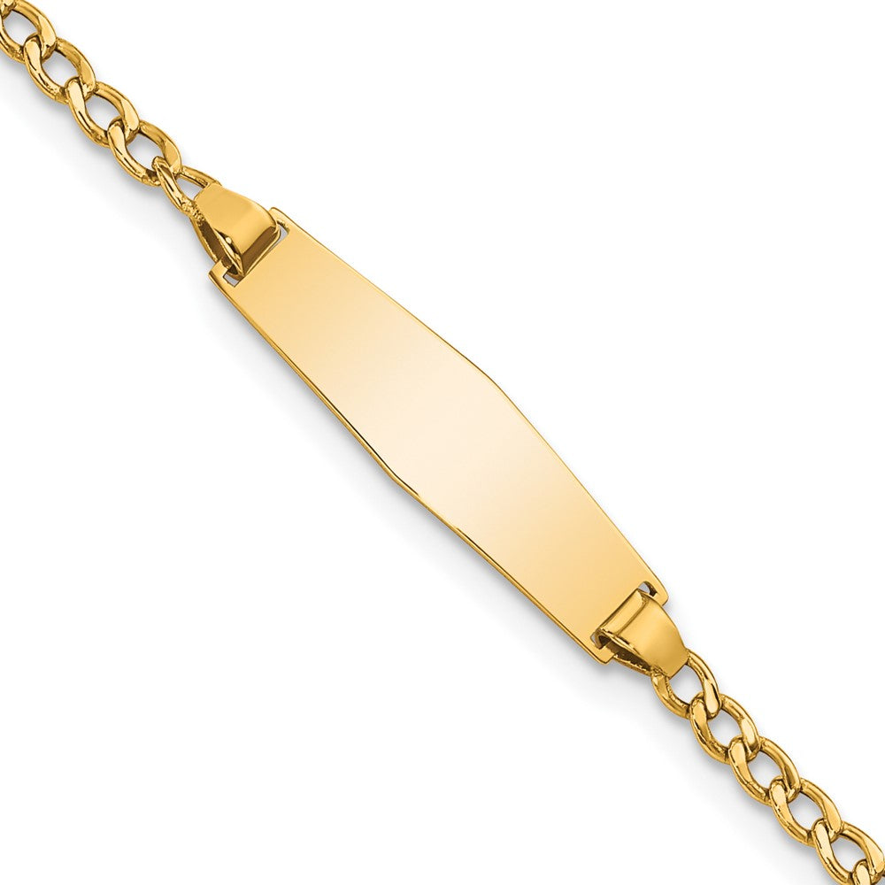 14k Semi-solid Soft Diamond Shape Cuban ID Bracelet 7 inches