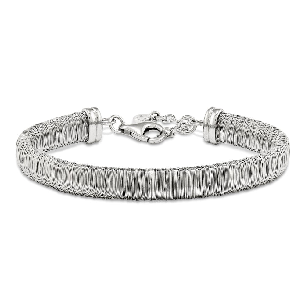 Sterling Silver wrapped wire bracelet 7.5 + 1 Extender- RHODIUM
