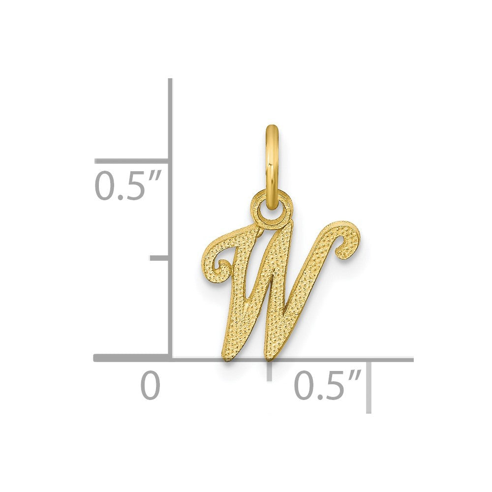 10k Initial W Charm Yellow Gold