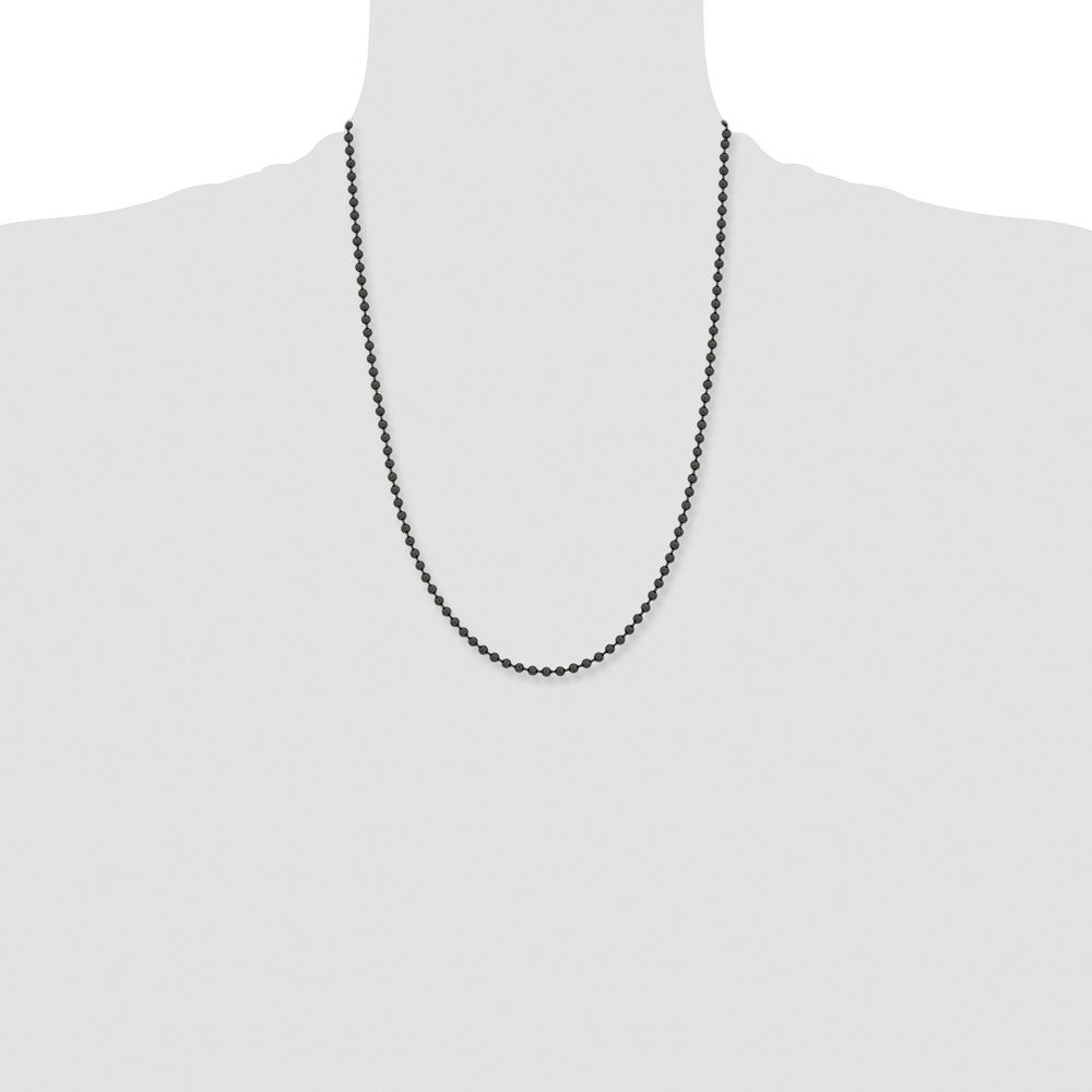 Stainless Steel Polished Black IP-plated 2.4mm 24in Ball Chain