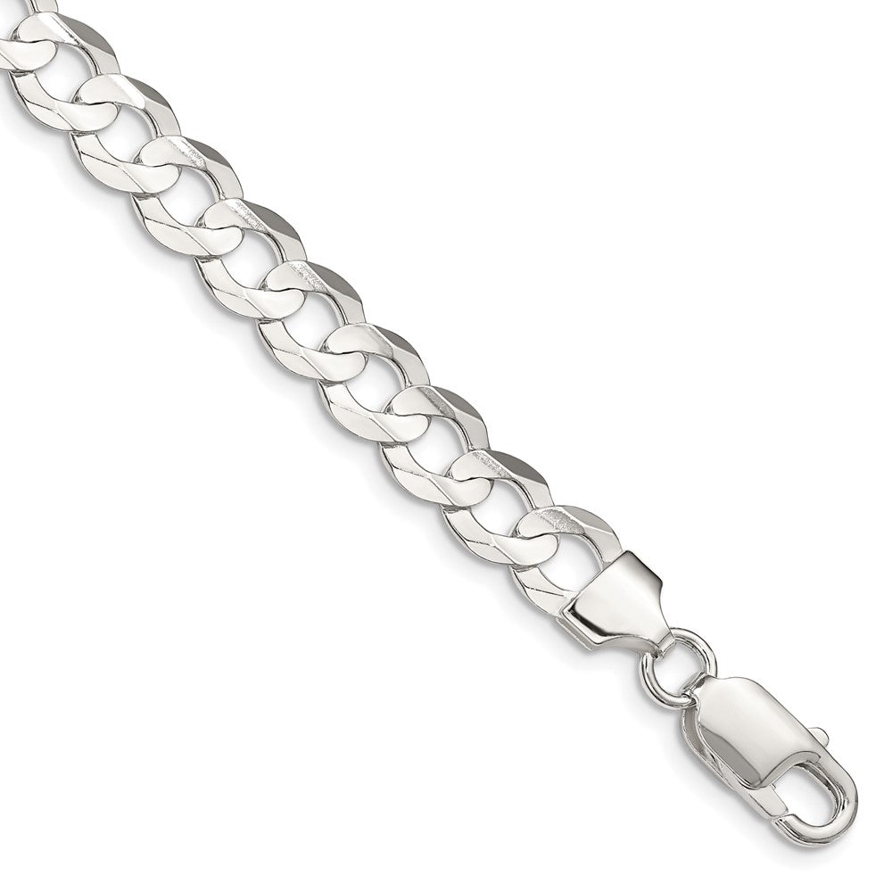 Sterling Silver 7.8mm Concave Beveled Curb Chain 7 inches