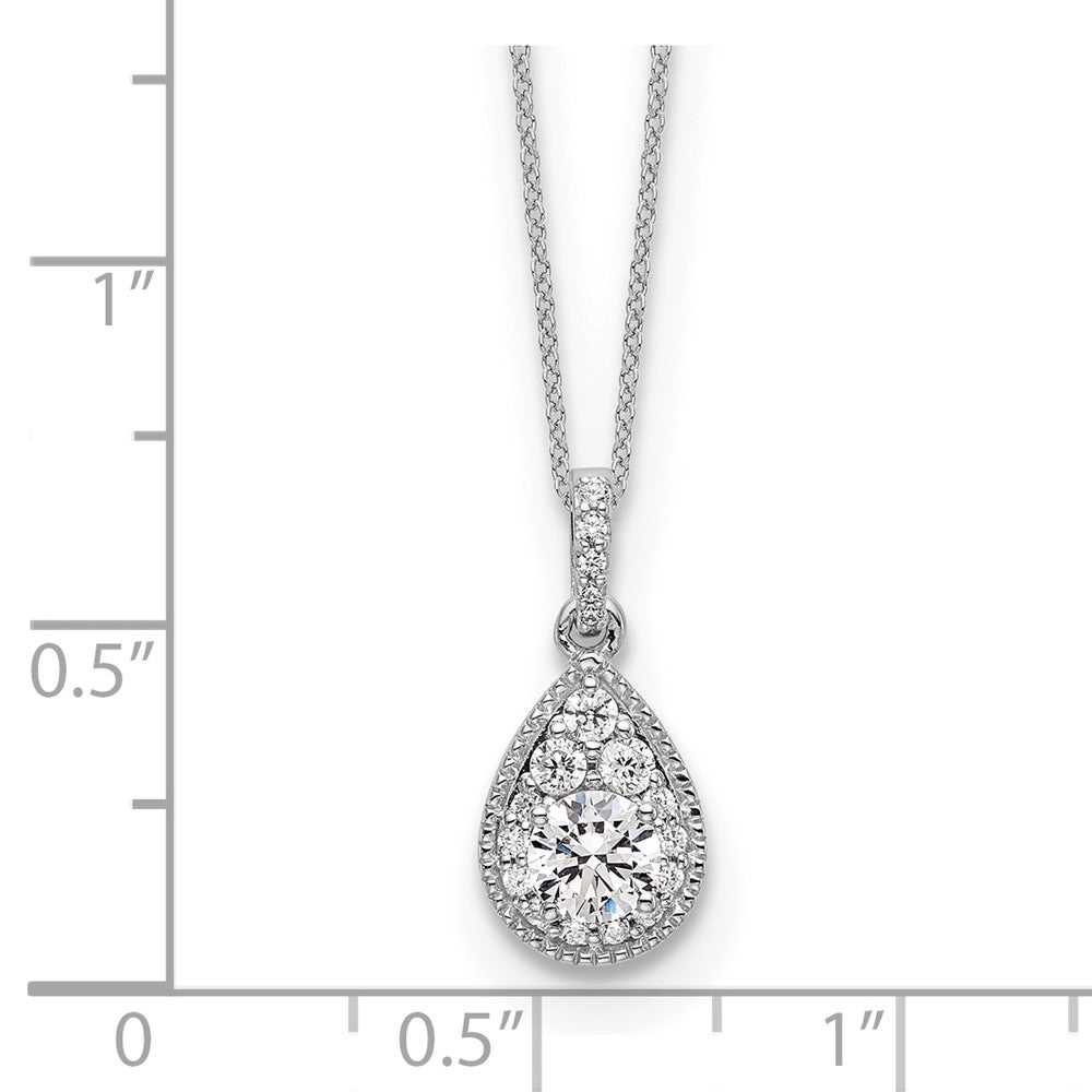 14k White Gold 1/2 carat Lab Grown Diamond VS/SI+ G+ 18 inch Teardrop Pendant Necklace