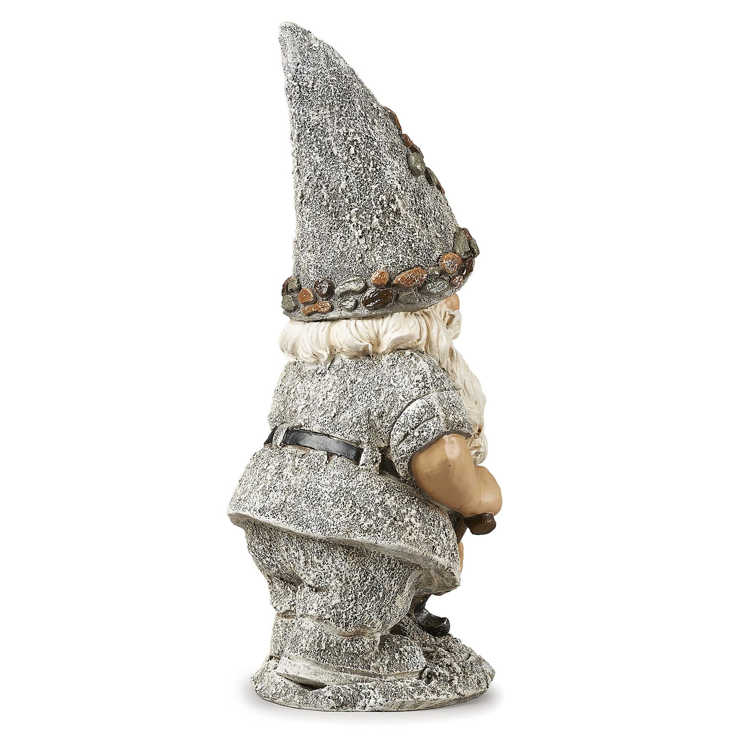 Roman 13.25" Pebble Gnome with Shovel Outdoor Garden Statue