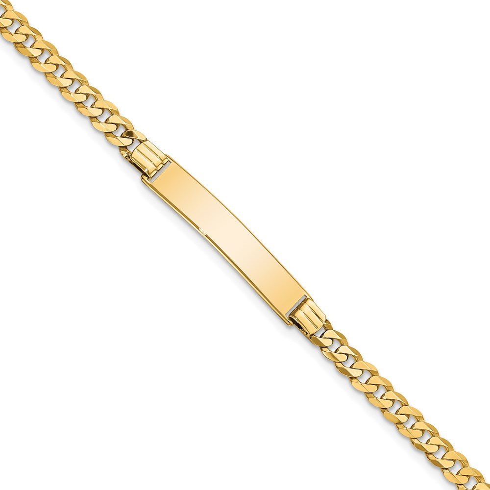 14k Flat Curb Link ID Bracelet 8 inches