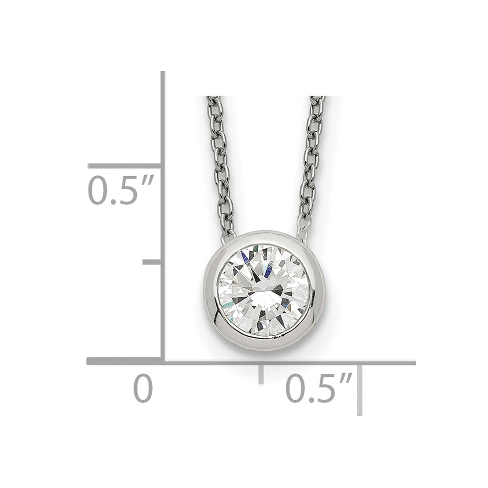 Sterling Silver Bezel 8mm CZ Necklace 16 Inches