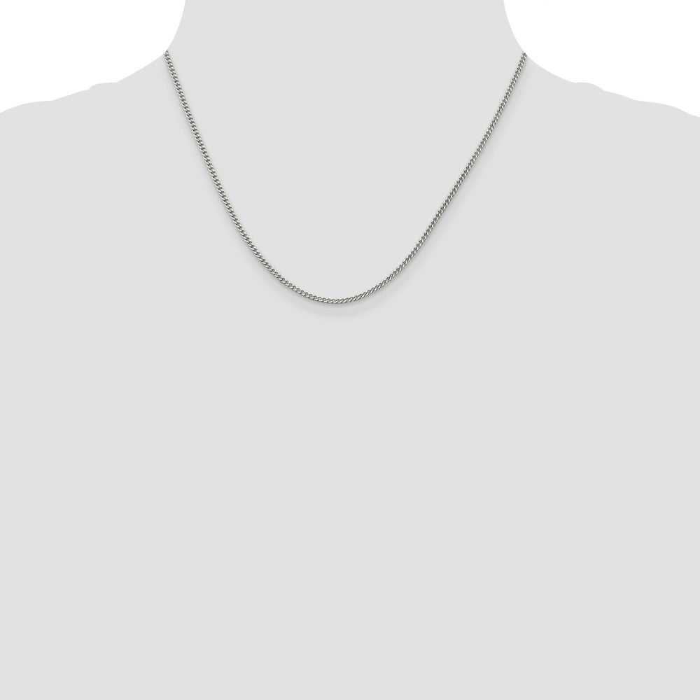 Sterling Silver Rhodium-plated 2mm Curb Chain 18 Inches