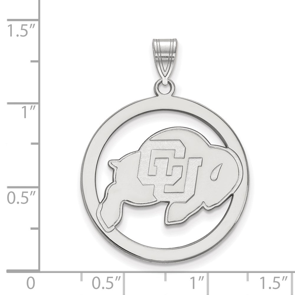 Sterling S. Rh-p LogoArt University of Colorado XL Necklace in Circle