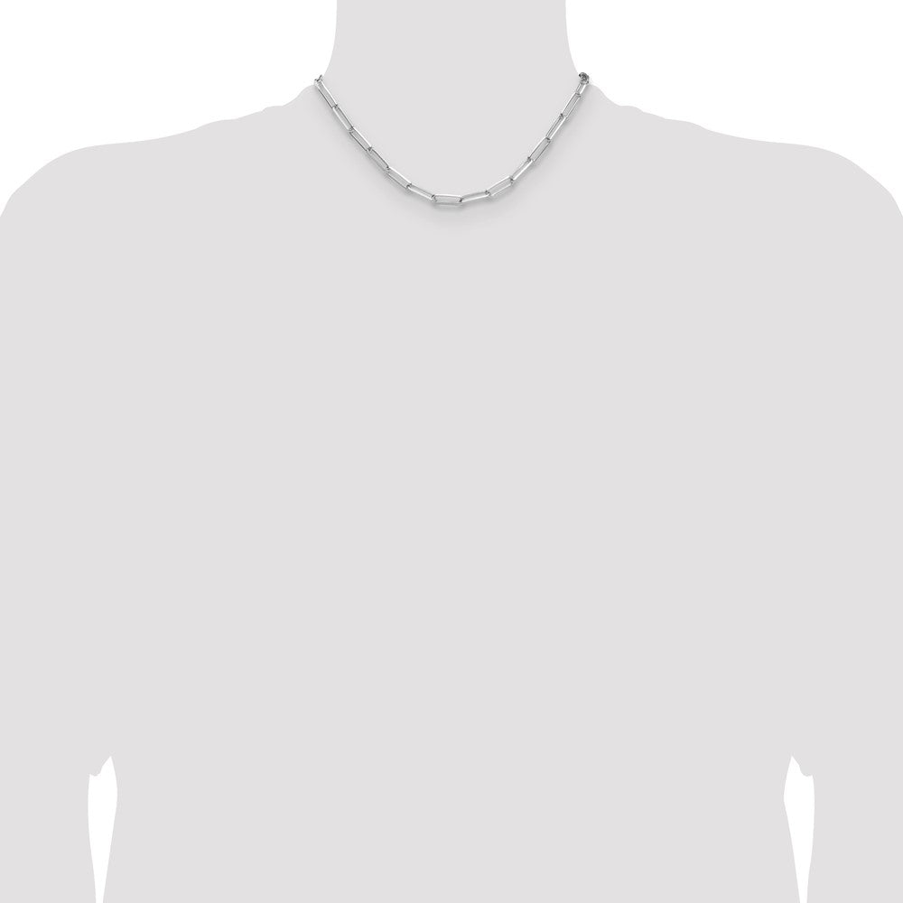 Sterling Silver Rhodium-plated 4.4mm D/C Paperclip Chain
