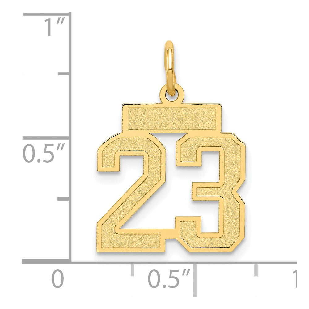14k Small Satin Number 23 Charm
