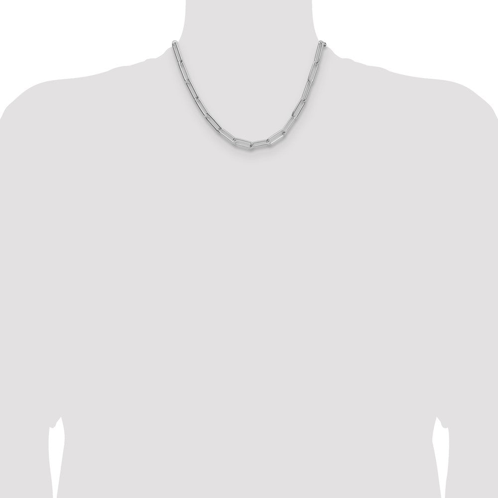 Sterling Silver Rhodium-plated Polished 6.5mm Paperclip Chain