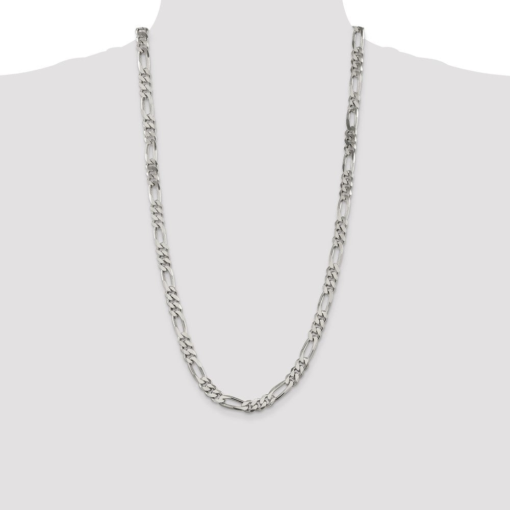 Sterling Silver 8mm Figaro Chain 28 Inches