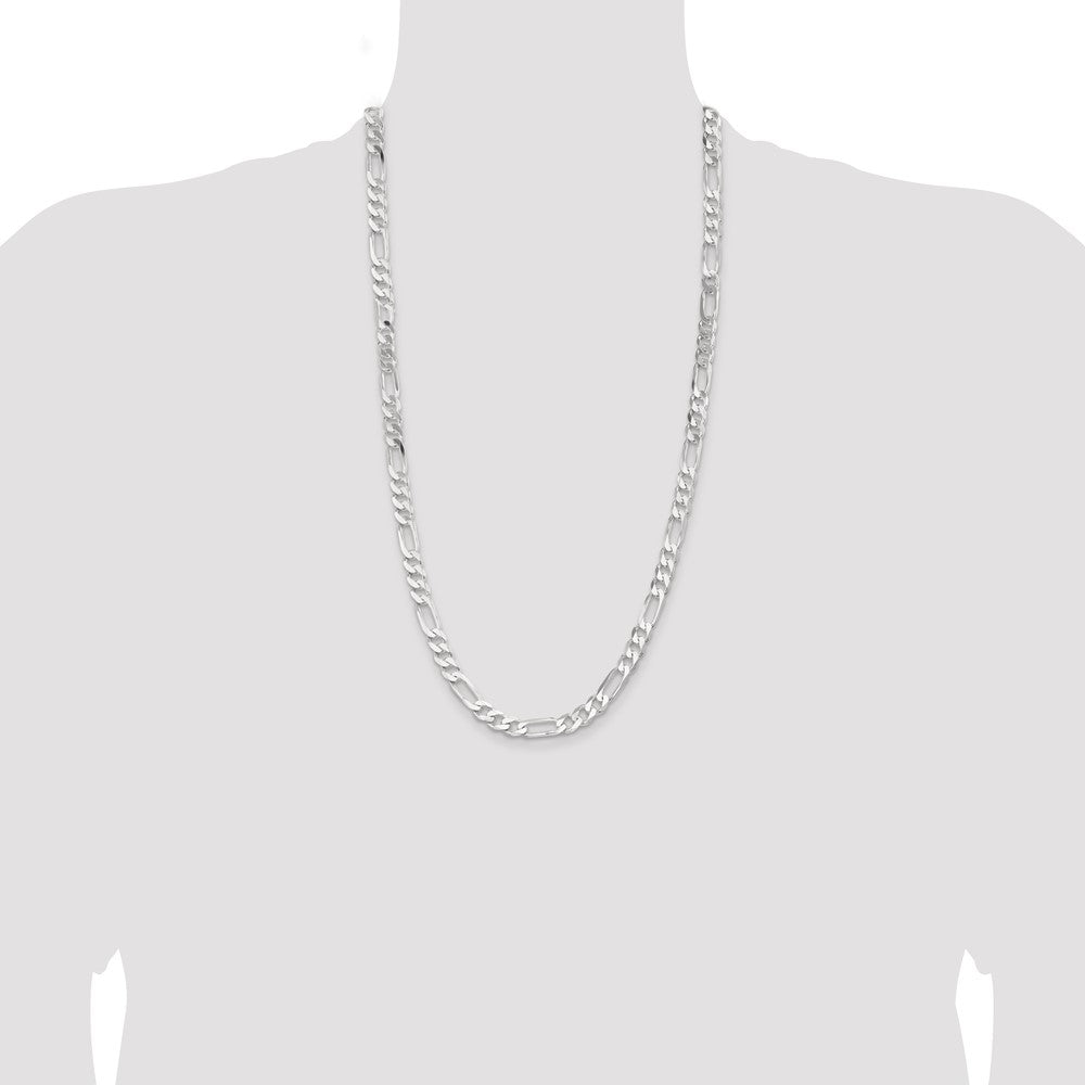 Sterling Silver 7.5mm Figaro Chain 28 Inches
