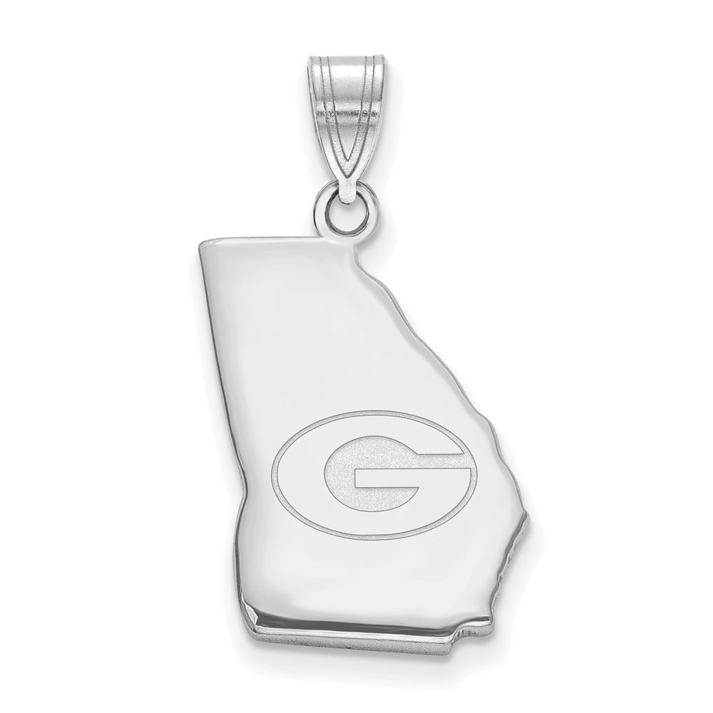 Sterling Silver Rhodium Plated University of Georgia MD State Pendant