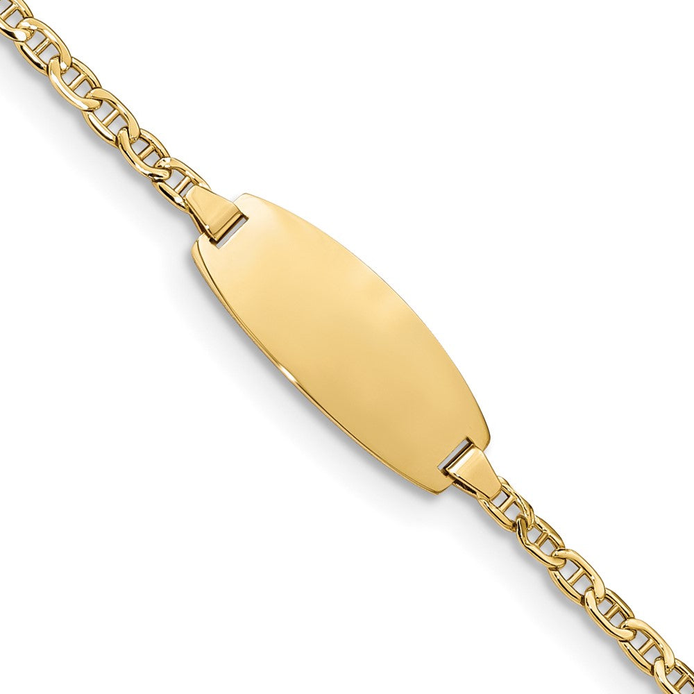 14k Semi-Solid Oval Anchor ID Bracelet 7 inches