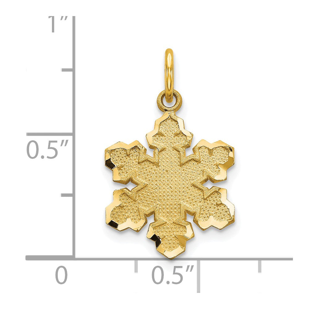 10k Solid Satin Snowflake Charm
