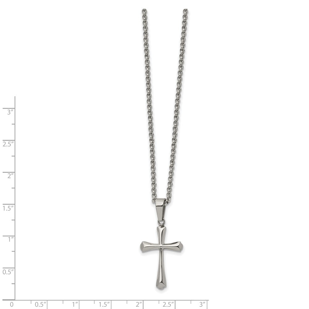 Stainless Steel Polished Cross 22in Necklace