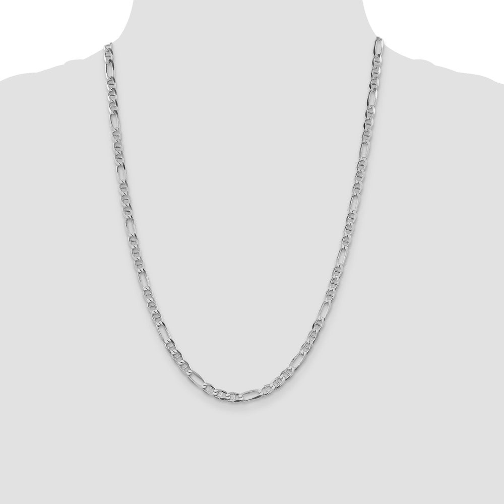 Sterling Silver Rhodium-plated 4.5mm Figaro Anchor Chain 24 Inches