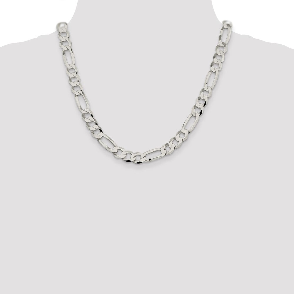 Sterling Silver 9.7mm Lightweight Flat Figaro Chain 20 Inches