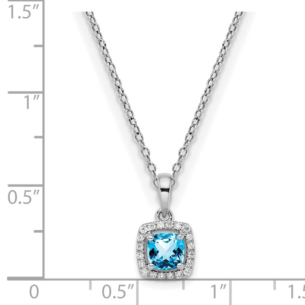 SS ANT Blue Topaz and Diamond Pendant w/ chain