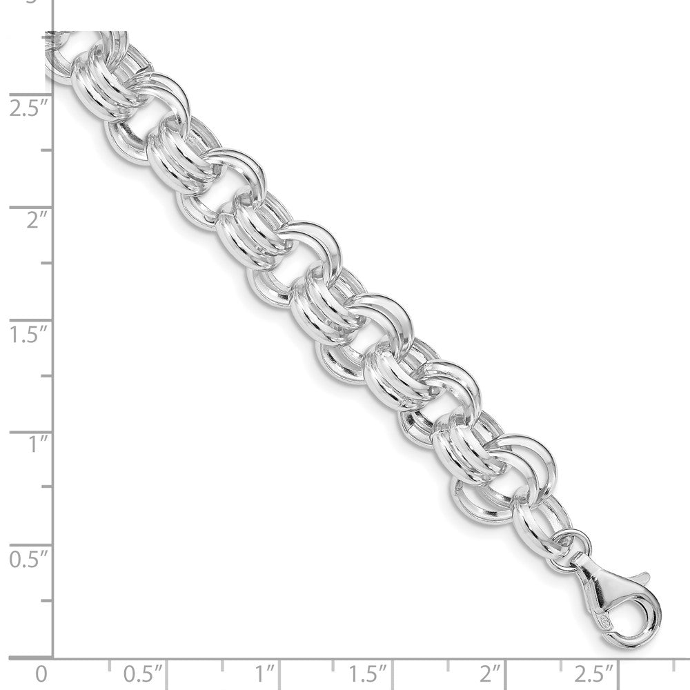 Sterling Silver Polished Double Links Bracelet 8.5 inches