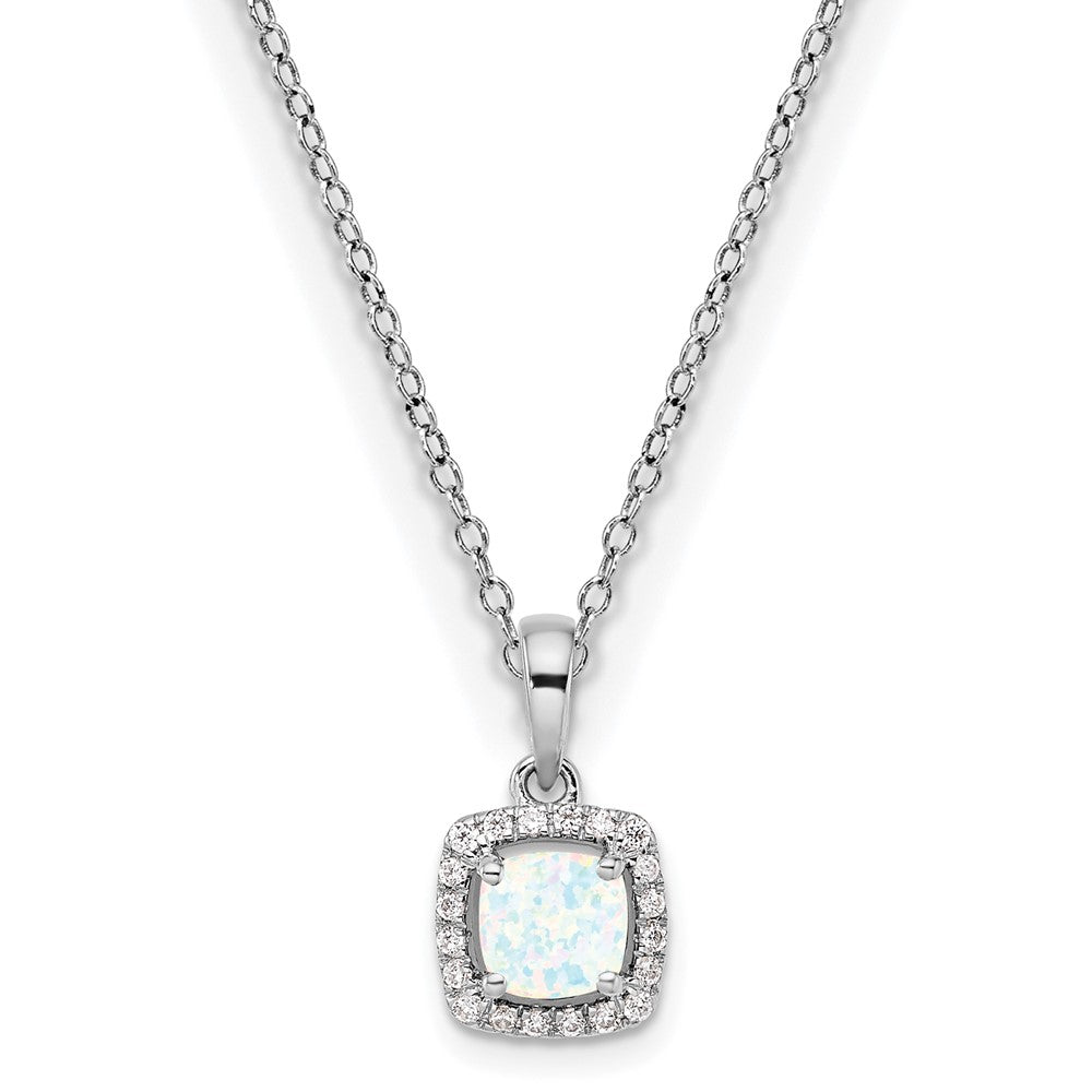 10kw ANT Created Opal and Diamond Pendant w/ chain