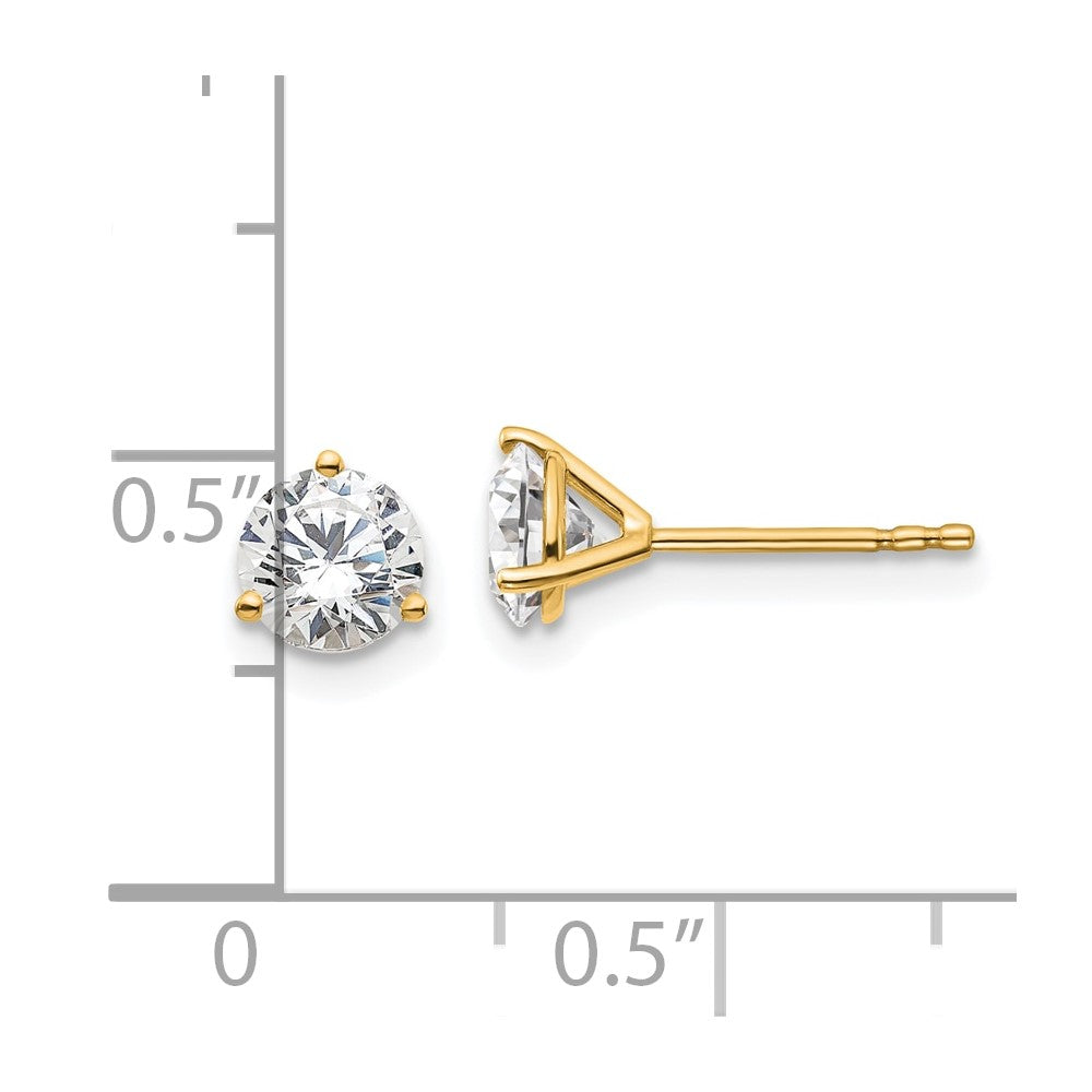 14k Yellow Gold 1 1/4 ctw Lab Grown Diamond VS/SI+ G+ Round 3 Prong Heavy Wt. Stud Earrings