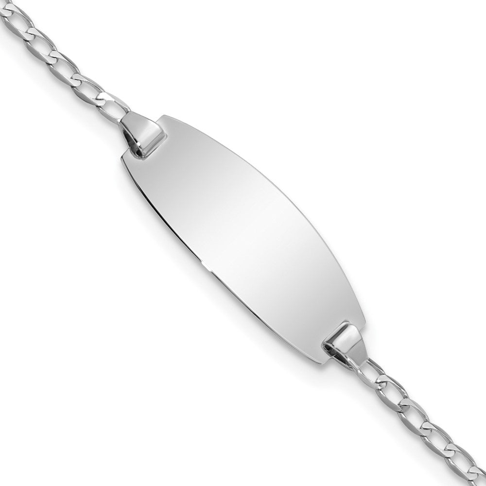 14k White Gold Oval Curb ID Bracelet 6 inches