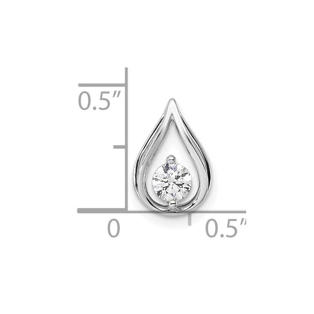 14k White Gold 1/4 carat Lab Grown Diamond VS/SI+ G+ Complete Teardrop Chain Slide Pendant