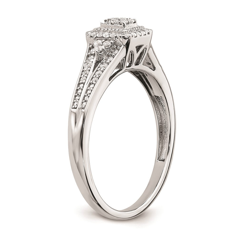 10k White Gold Rectangular Halo Cluster 1/5 carat Diamond Complete Engagement Ring