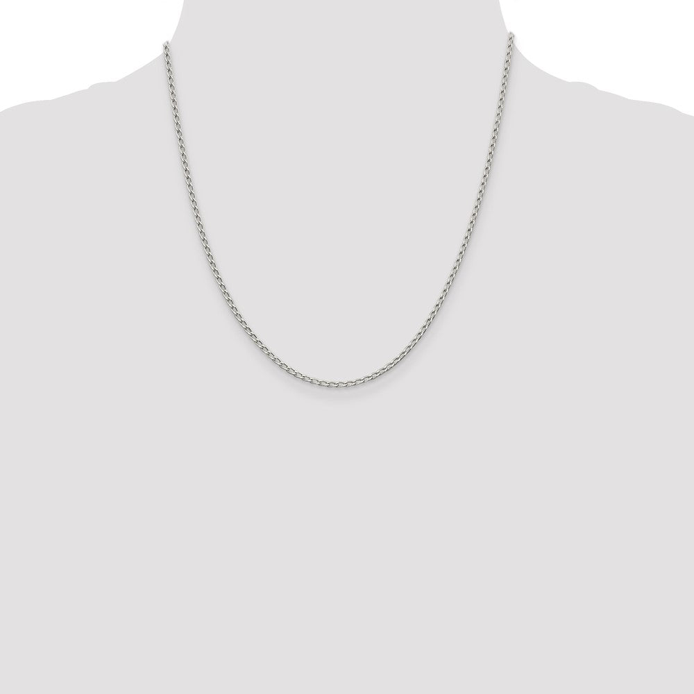Sterling Silver 2mm Open Elongated Link Chain 20 Inches